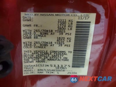 Zdjęcie 12 z 12 samochodu: 2018 NISSAN TITAN SV VIN:1N6AA1C52JN511175 - miniatura
