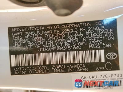 Zdjęcie 12 z 12 samochodu: 2021 TOYOTA PRIUS VIN:JTDKAMFU5M3151640 - miniatura