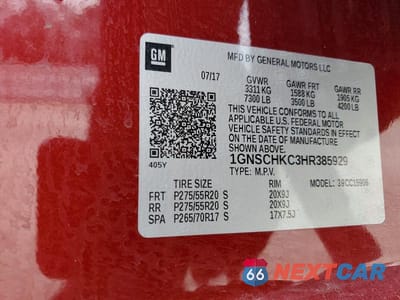 Zdjęcie 13 z 13 samochodu: 2017 CHEVROLET SUBURBAN C1500 LT VIN:1GNSCHKC3HR385929 - miniatura
