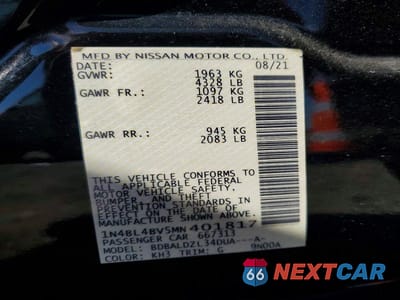 Zdjęcie 13 z 13 samochodu: 2021 NISSAN ALTIMA S VIN:1N4BL4BV5MN401817 - miniatura