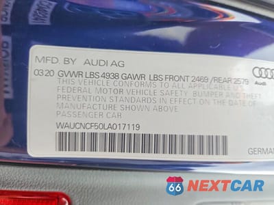 Zdjęcie 13 z 13 samochodu: 2020 AUDI A5 PREMIUM PLUS VIN:WAUCNCF50LA017119 - miniatura