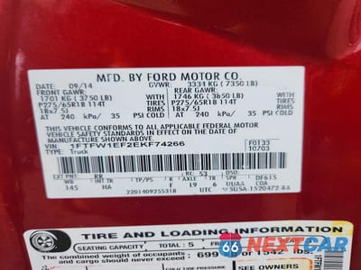 Zdjęcie 12 z 12 samochodu: 2014 FORD F150 SUPERCREW VIN:1FTFW1EF2EKF74266 - miniatura