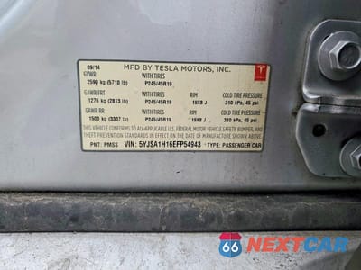 Zdjęcie 12 z 12 samochodu: 2014 TESLA MODEL S VIN:5YJSA1H16EFP54943 - miniatura