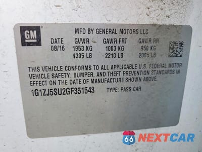 Zdjęcie 12 z 12 samochodu: 2016 CHEVROLET MALIBU HYBRID VIN:1G1ZJ5SU2GF351543 - miniatura