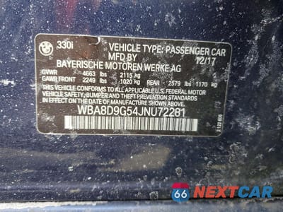 Zdjęcie 12 z 12 samochodu: 2018 BMW 330 XI VIN:WBA8D9G54JNU72281 - miniatura