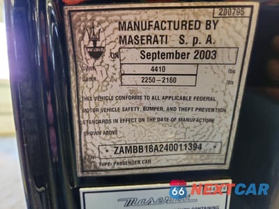 Zdjęcie 12 z 12 samochodu: 2004 MASERATI SPYDER CAMBIOCORSA VIN:ZAMBB18A240011394 - miniatura