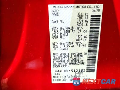 Zdjęcie 13 z 13 samochodu: 2020 NISSAN TITAN SV VIN:1N6AA1ED5LN512182 - miniatura