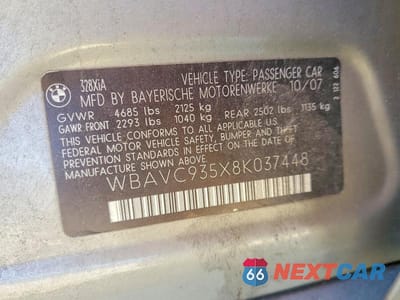 Zdjęcie 12 z 12 samochodu: 2008 BMW 328 XI VIN:WBAVC935X8K037448 - miniatura