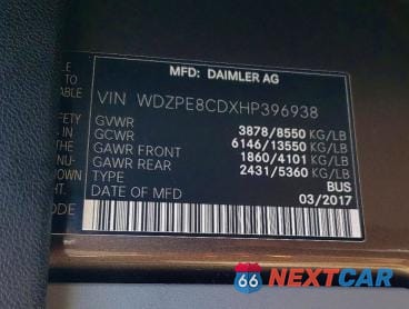 Zdjęcie 13 z 13 samochodu: 2017 MERCEDES-BENZ SPRINTER 2500 VIN:WDZPE8CDXHP396938 - miniatura