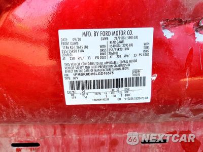 Zdjęcie 14 z 14 samochodu: 2020 FORD EXPLORER XLT VIN:1FMSK8DH6LGD16575 - miniatura
