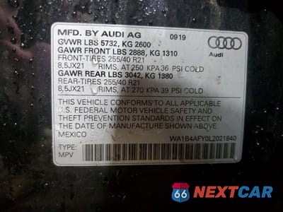 Zdjęcie 12 z 12 samochodu: 2020 AUDI SQ5 PREMIUM PLUS VIN:WA1B4AFY0L2021840 - miniatura