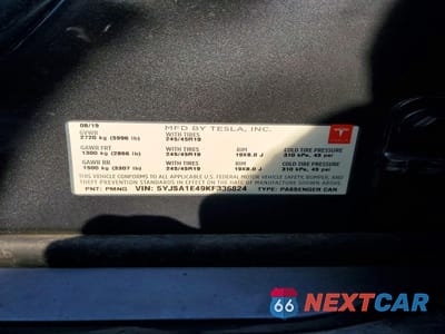Zdjęcie 12 z 12 samochodu: 2019 TESLA MODEL S VIN:5YJSA1E49KF336824 - miniatura