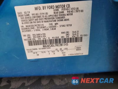 Zdjęcie 14 z 14 samochodu: 2019 FORD ECOSPORT SE VIN:MAJ6S3GL7KC281145 - miniatura
