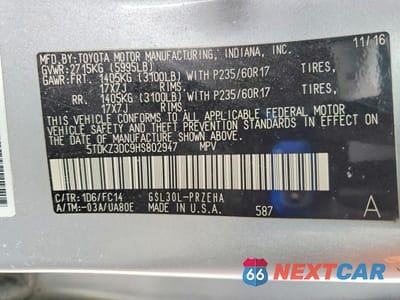 Zdjęcie 14 z 14 samochodu: 2017 TOYOTA SIENNA LE VIN:5TDKZ3DC9HS802947 - miniatura