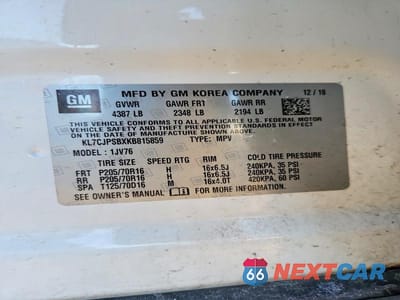 Zdjęcie 13 z 13 samochodu: 2019 CHEVROLET TRAX 1LT VIN:KL7CJPSBXKB815859 - miniatura