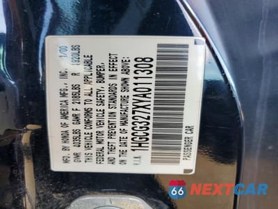 Zdjęcie 12 z 12 samochodu: 2000 HONDA ACCORD EX VIN:1HGCG327XYA011308 - miniatura