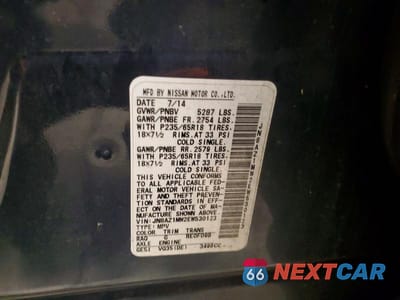 Zdjęcie 13 z 13 samochodu: 2014 NISSAN MURANO S VIN:JN8AZ1MW2EW530123 - miniatura