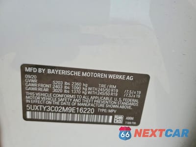 Zdjęcie 12 z 13 samochodu: 2021 BMW X3 SDRIVE30I VIN:5UXTY3C02M9E16220 - miniatura