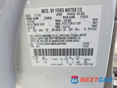 Zdjęcie 14 z 14 samochodu: 2011 FORD ESCAPE XLT VIN:1FMCU0D74BKA87090 - miniatura