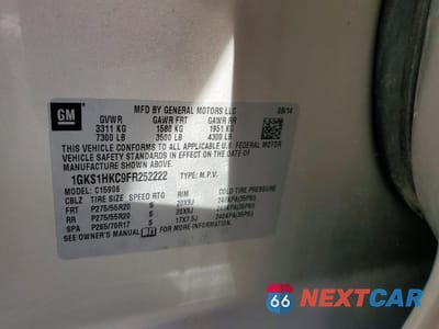 Zdjęcie 13 z 13 samochodu: 2015 GMC YUKON XL C1500 SLT VIN:1GKS1HKC9FR252222 - miniatura