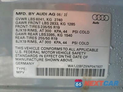Zdjęcie 14 z 14 samochodu: 2022 AUDI Q4 E-TRON PRESTIGE VIN:WA1J2BFZ5NP047937 - miniatura