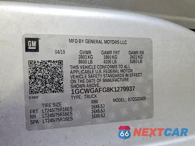 Zdjęcie 13 z 13 samochodu: 2019 CHEVROLET EXPRESS G2500 VIN:1GCWGAFG8K1279937 - miniatura