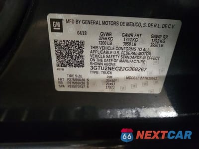 Zdjęcie 12 z 12 samochodu: 2018 GMC SIERRA K1500 SLT VIN:3GTU2NEC2JG368267 - miniatura