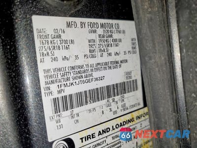 Zdjęcie 13 z 13 samochodu: 2016 FORD EXPEDITION EL XLT VIN:1FMJK1JT6GEF36327 - miniatura