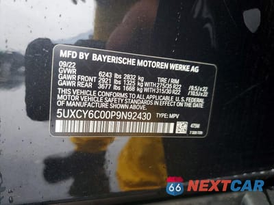 Zdjęcie 14 z 14 samochodu: 2023 BMW X6 XDRIVE40I VIN:5UXCY6C00P9N92430 - miniatura
