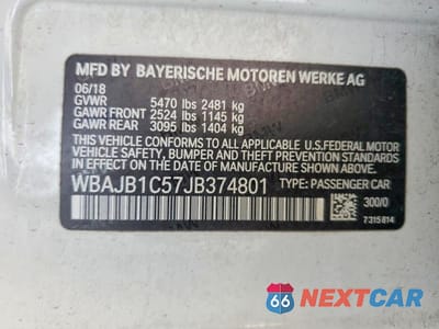 Zdjęcie 12 z 12 samochodu: 2018 BMW 530XE VIN:WBAJB1C57JB374801 - miniatura