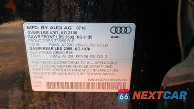 Zdjęcie 10 z 10 samochodu: 2017 AUDI Q3 PREMIUM PLUS VIN:WA1HCCFS1HR005553 - miniatura