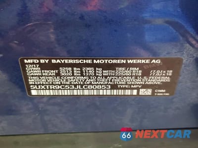 Zdjęcie 13 z 13 samochodu: 2018 BMW X3 XDRIVE30I VIN:5UXTR9C53JLC80853 - miniatura