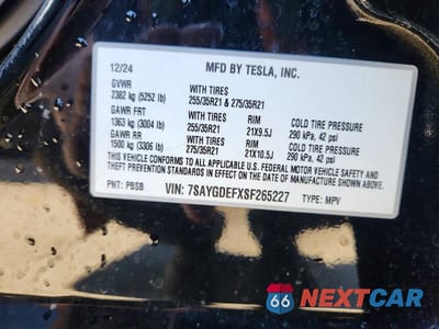 Zdjęcie 14 z 14 samochodu: 2025 TESLA MODEL Y VIN:7SAYGDEFXSF265227 - miniatura
