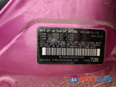 Zdjęcie 12 z 12 samochodu: 2014 MITSUBISHI MIRAGE ES VIN:ML32A4HJ4EH022296 - miniatura