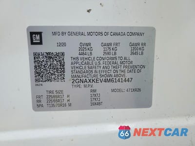 Zdjęcie 14 z 14 samochodu: 2021 CHEVROLET EQUINOX LT VIN:2GNAXKEV4M6141447 - miniatura