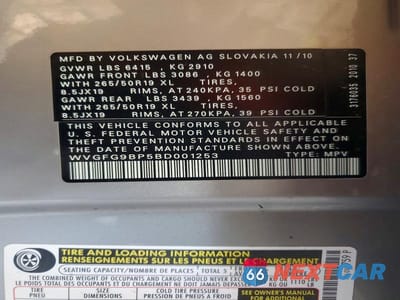 Zdjęcie 12 z 12 samochodu: 2011 VOLKSWAGEN TOUAREG HYBRID VIN:WVGFG9BP5BD001253 - miniatura
