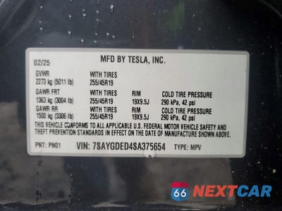 Zdjęcie 13 z 13 samochodu: 2025 TESLA MODEL Y VIN:7SAYGDED4SA375654 - miniatura