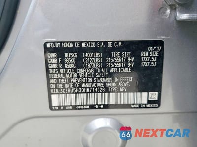 Zdjęcie 13 z 13 samochodu: 2017 HONDA HR-V LX VIN:3CZRU5H30HM714026 - miniatura