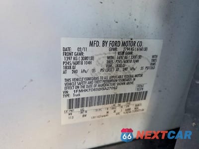 Zdjęcie 13 z 14 samochodu: 2011 FORD EXPLORER XLT VIN:1FMHK7D85BGA27092 - miniatura