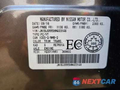 Zdjęcie 13 z 13 samochodu: 2017 INFINITI QX50 VIN:JN1BJ0RR5HM403146 - miniatura