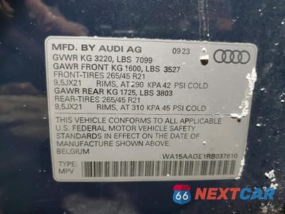 Zdjęcie 13 z 13 samochodu: 2024 AUDI Q8 E-TRON PREMIUM PLUS VIN:WA15AAGE1RB037810 - miniatura