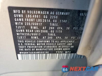 Zdjęcie 12 z 12 samochodu: 2010 VOLKSWAGEN TIGUAN SE VIN:WVGBV7AX6AW508188 - miniatura