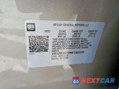 Zdjęcie 12 z 12 samochodu: 2022 CHEVROLET MALIBU LS VIN:1G1ZB5ST0NF191535 - miniatura