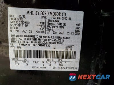 Zdjęcie 13 z 13 samochodu: 2025 FORD EXPLORER PLATINUM VIN:1FMUK8HH4SGB67133 - miniatura