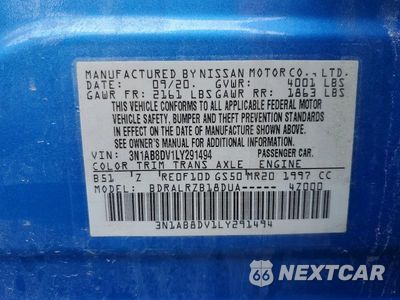 Zdjęcie 13 z 13 samochodu: 2020 NISSAN SENTRA SR VIN:3N1AB8DV1LY291494 - miniatura