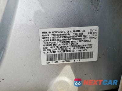 Zdjęcie 14 z 14 samochodu: 2015 HONDA PILOT LX VIN:5FNYF4H28FB010171 - miniatura