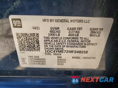 Zdjęcie 12 z 12 samochodu: 2021 CHEVROLET SILVERADO K2500 CUSTOM VIN:1GC4YME72MF248258 - miniatura