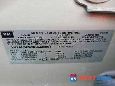 Zdjęcie 13 z 13 samochodu: 2010 GMC TERRAIN SLE VIN:2CTALBEW4A6236667 - miniatura