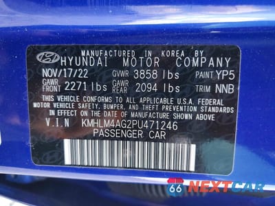 Zdjęcie 12 z 12 samochodu: 2023 HYUNDAI ELANTRA SEL VIN:KMHLM4AG2PU471246 - miniatura