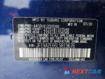 Zdjęcie 12 z 12 samochodu: 2020 SUBARU WRX STI VIN:JF1VA2E66L9819676 - miniatura